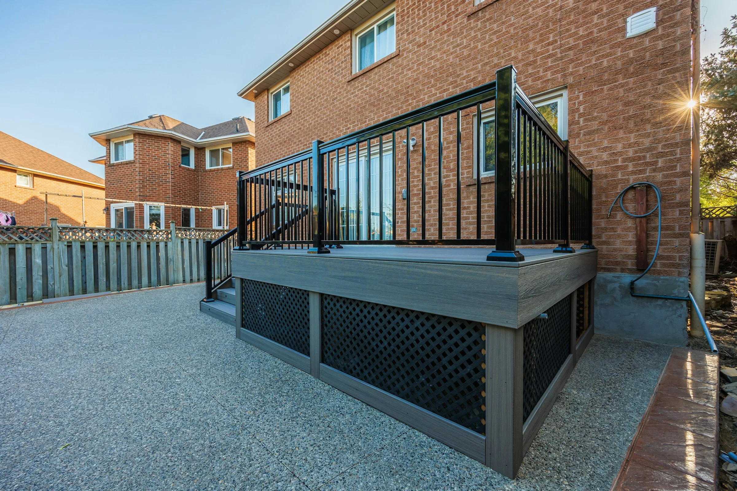New composite deck with railing and stairs